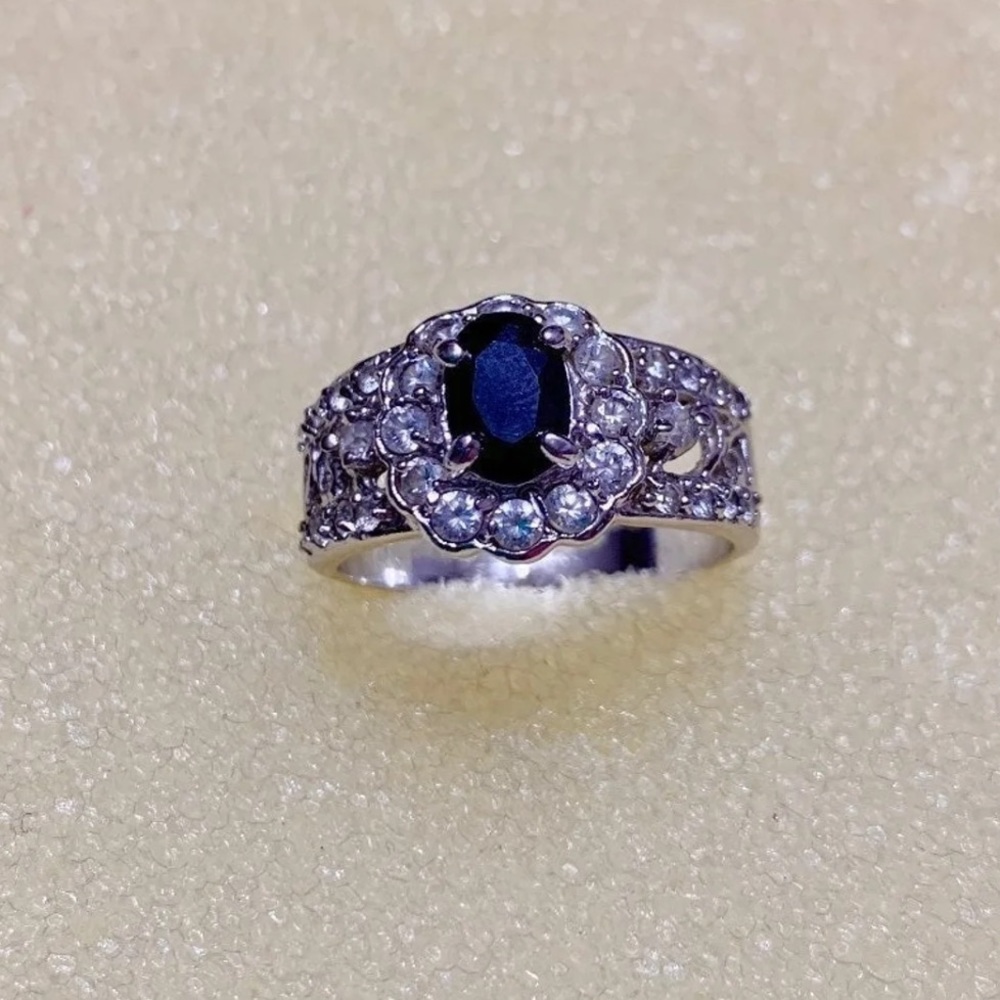 🖤 Stunning S 925 Silver Black Gemstone Ring 🖤